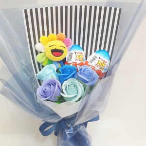 무지개 볼펜 간식꽃다발 유치원 발표회 킨더조이 남아 꽃다발