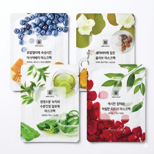 안나홀츠 순면 에센스 젤 수분 마스크팩 시트 4종 100매