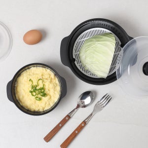 전자렌지 라면용기 그릇 야채 만두 계란찜 용기 찜기 대+소 세트