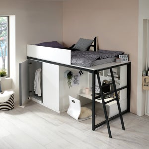 레몬가구 제플린 낮은 이층침대 옷장형벙커 좌식책상의자포함 철제사다리 속깊은옷장