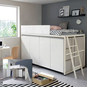 레몬가구 비틀스 국내맞춤제작 신뢰도 멀티수납 벙커침대 슈퍼싱글 이동옷장 낮은침대 작은방