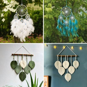 다양한 컬러와 사이즈 깃털장식 거미집 행운 드림캐쳐[LED조명 추가 가능]