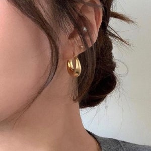 [당일 발송]925 실버 물방울 링 귀걸이, 0.7CENTIMETER