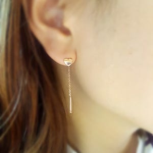 실버,14K/쁘띠하트 드롭귀걸이, 크리스탈 바비