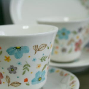 봄봄봄 꽃찻잔 2인세트, 그림도자기 AeRi