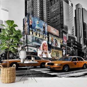 Nyp003 (뉴욕 맨하탄 노란 타임스쉐어 택시 거실 서재 포인트벽지 뮤럴벽지)
