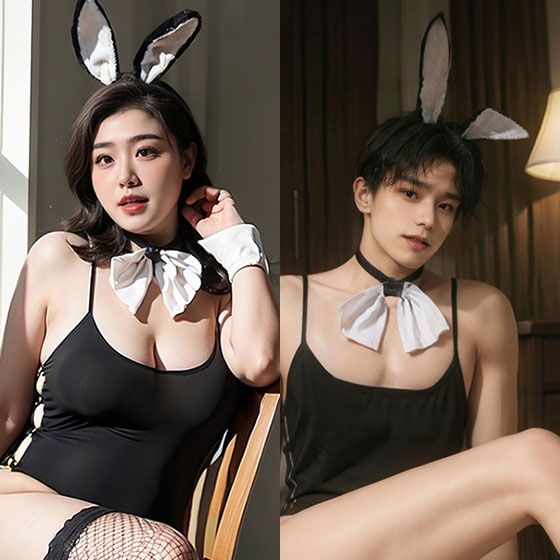 빅사이즈 여장 남자코스프레 바니걸 <b>성인</b> 토끼 코스튬의상 남자친구 섹시이벤트 코스프레옷