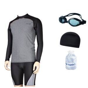 TS스포츠 남성수영복 5부 반바지 긴팔 래쉬가드 강습용 생존수영 4종세트 4620+138