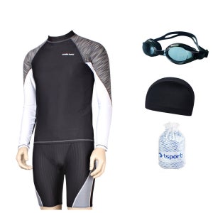 TS스포츠 남성수영복 5부 반바지 긴팔 래쉬가드 강습용 생존수영 4종세트 4624+138