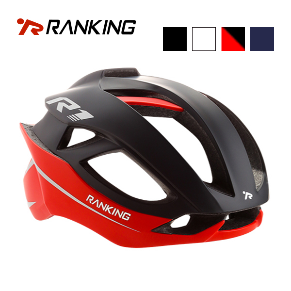 (창고정리) 랭킹 R1 세미에어로 자전거 헬멧 블랙레드S/M