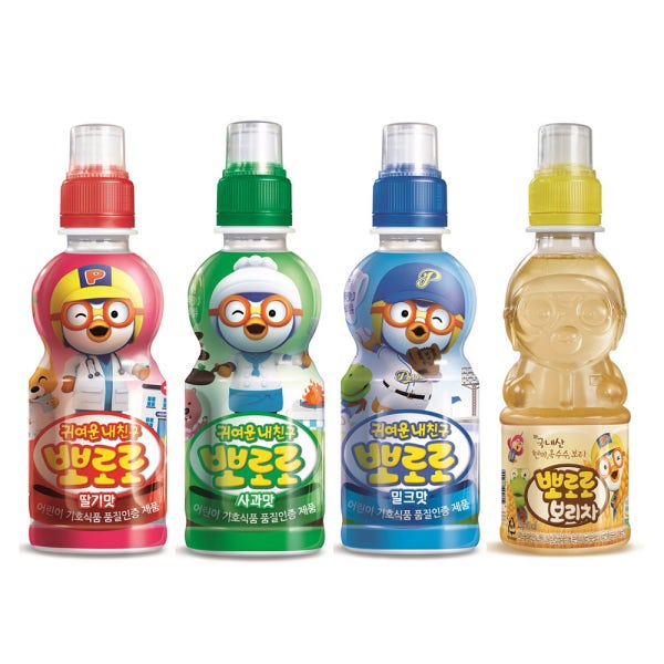 뽀로로 어린이 주스 음료수 딸기 사과 밀크맛 235ml 보리차 220ml 각6개씩 24개