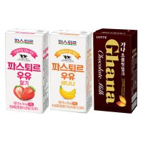 파스퇴르 딸기,바나나,가나초코우유(190ml 24팩)