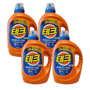 LG생활건강 테크 액제세제 베이킹소다+구연산 일반용 3LX4