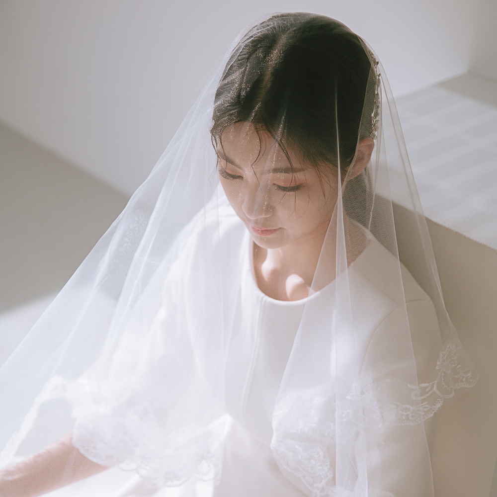 [릴리드레스] 플라워레이스 미드베일 본식 셀프웨딩 면사포