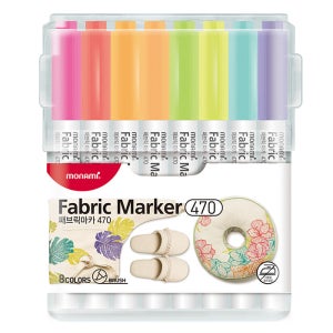모나미 패브릭마카470 B세트 형광4색+파스텔4색
