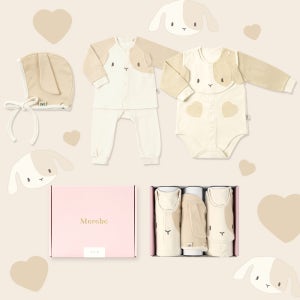 메르베 사계절 신생아 바디수트 내복 모자 백일선물 세트 50일 100일 6개월 아기옷 (슈트+내의+보넷)