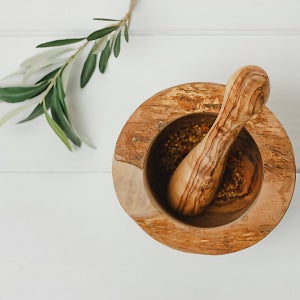저스트 슬레이트 Olive Wood Pestle and Mortar Set