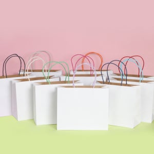 10매1세트 컬러끈손잡이 흰색쇼핑백(소,중)