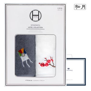 송월타올 설 명절 고운자수2매+쇼핑백 수건 선물세트 새해 답례품