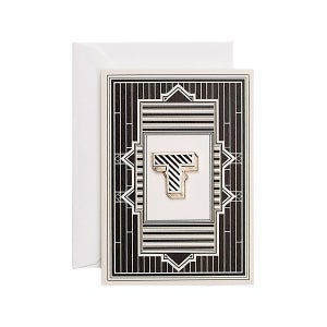 체이스앤원더 Letter T Enamelled Badge Greeting Card, Gold