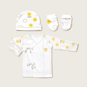 베이비앙 신생아 아기 심볼라인 희망이 출산선물세트 3종세트(배냇저고리+모자+손싸개)