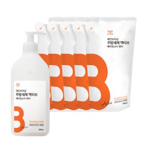 레인보우샵 주방세제 액티브 베이킹소다 워터 400ml 본품 + 리필5개 총 2.4L 대용량