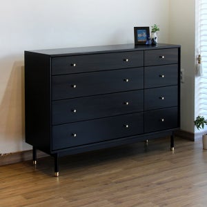 포세이돈 블랙 원목 4단 서랍장 화장대 서랍장 드레스룸 침실 서랍장1200 허니브라운가구