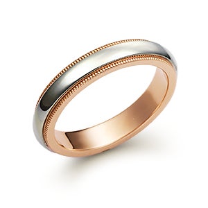 엔조 핑크 밀그레인 웨딩밴드 3.5mm (Platinum950 & 18K milgrain ring 3.5)