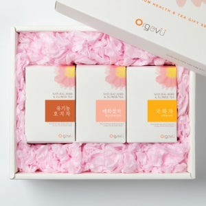 오가뷰 직장인을 위한 컨디션관리 3종 꽃차선물세트 (유기농 호지차 매화차 국화차)