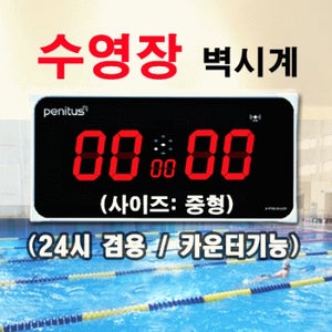 에솜 수영장 중형시계 DH43R-S 시간 자동보정 카운터 기능 무선 리모콘 실내용 인터벌