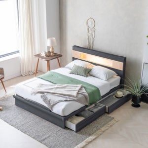 동서가구 세렌 편백 LED Q수납침대(독립매트)