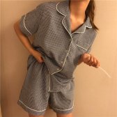 pajamas 여름 체크 파자마 잠옷 상하세트