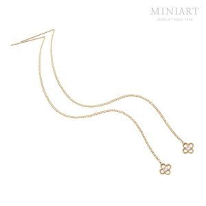 [미니아트] 14K 플라워 꽃 체인 금 귀걸이 롱 드롭 이어링 G293