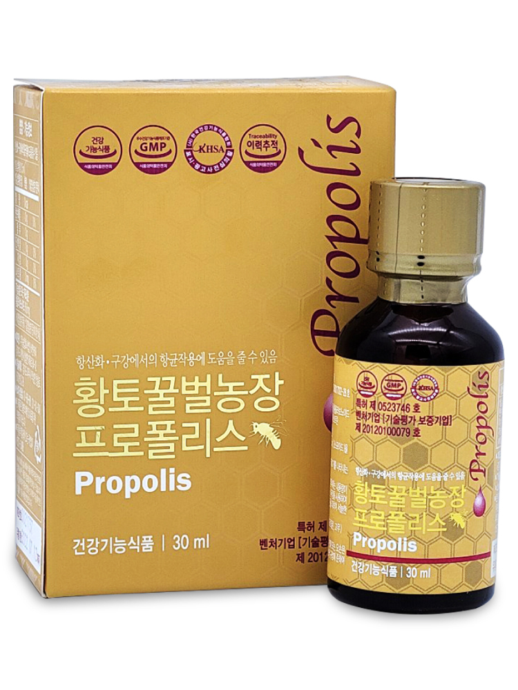 <b>황토</b>벌꿀<b>농장</b> <b>프로폴리스</b> 수용성 액상 원액 국내산100% 30ml