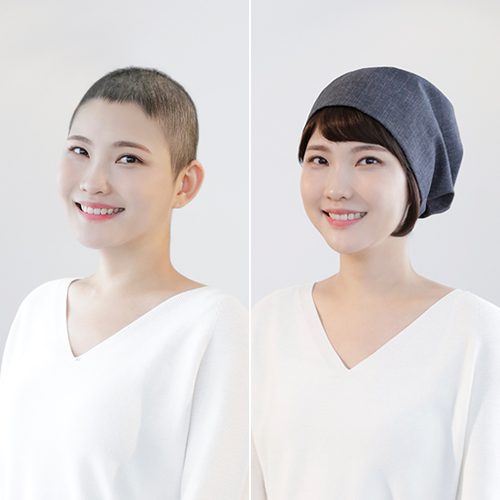 힐링햇 앞머리가발 머리띠  (인모 블렌딩 / 내추럴 스타일)  모자와 함께 착용하는 부분가발