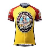 [글로벌샵] Thriller Rider Sports Mens Cheers for Being Yellow Mountain Bike Short Sleeve Cycling Jersey 
