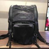구찌 mens gg nylon drastring backpack leather trim 510336