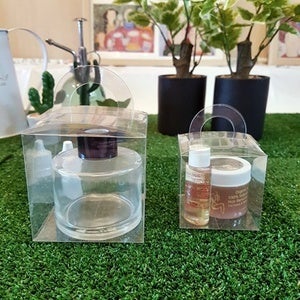 PET(페트) 정육면체 투명 손잡이 박스  22종류  25매~500매,],PVC 투명 포장 케이스 , 기념품 답례품 선물 미니 빅