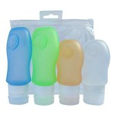 Travel Bottles Set 3oz & 2oz, 4 Pack, TSA Approved Carry On, Two Sizes, Silicone Tubes Accessories, 