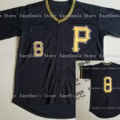 Men Baseball Jersey Pirates 8 Stitched Name amp Number Black White MovIe shirt S-3XL