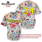 Horlohawk 2017 New Design Chicago Baseball Jersey Embroidery Stitched 34 White Floral Can do