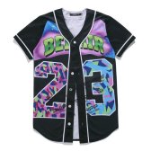 Black Bel Air 23 Mens 3D Printed Baseball T-Shirts Buttons Up Short Sleeves Homme Streetwear Tees Hi