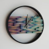 비비드우드 무소음 원목벽시계 300 염색나무 블루바이올렛