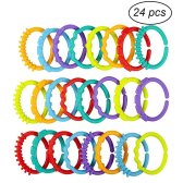 YeahiBaby 24pcs Baby Teether Ring Link Rings Toys Infant Links Rattle Strollers Crib Travel