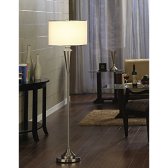 Kings Brand Fabric Shade Standing Floor Lamp Brushed Nickel