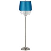8796609-Crystals Turquoise Satin Shade Steel Floor Lamp