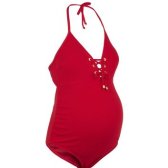 Maternity Red Lattice Front Swimsuit