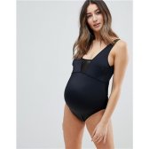 Asos ASOS DESIGN maternity mesh insert swimsuit in black