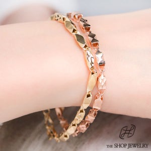 14k 18k 남자 여자 체인 커플 금팔찌 화이트 로즈 골드