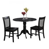 East West 가구 DLNO3-BLK-W Piece Kitchen 테이블 and Chairs Set 블랙 Finish N37